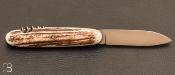 Couteau de poche modèle "Navette" 2 pièces par Berthier - Bois de Cerf et lame inoxydable