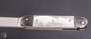   Couteau " Navette Nogentaise " de collection par Benjamin Mittay - Nacre blanche