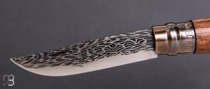   Couteau "OPI N°09" custom par Anthony Brochier - Damas  Sandwich mosaïque et noyer