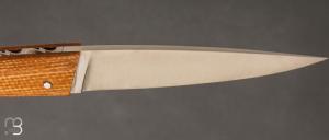    Couteau " L'Orque Lévitas " pliant par l'Atelier Les 2 Diables - Micarta jute moutarde et 14c28n