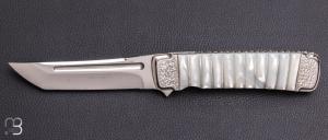   Couteau " Ototake " liner-lock custom par Koji Hara - Nacre blanche