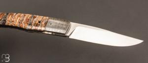   Couteau " P45 " de collection par Philippe Ricard - Molaire de mammouth / Damas et N690