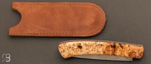Couteau " Pastellier " par Thomas Fronteau - Loupe de peuplier et damasteel®