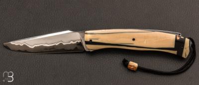 Couteau de collection Pulpe de mammouth et damas de Philippe Ricard