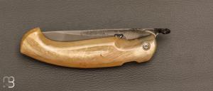 Couteau de poche Piémontais par Mickael Moing - Corne de bélier et 100c6