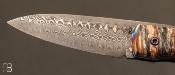 Couteau  "  Piémontais custom " molaire de Mammouth et damas par Richard Ciachera