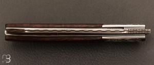 Couteau " Razorlock chisel Engraved " par Carlo Cavedon - CavedonArt - Ironwood et VG-10 San-Maï