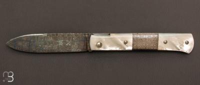 Couteau " Robespierre " nacre et damas de Robert Beillonnet