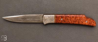 Couteau "SK102" custom damas et loupe d'amboine / météorite par Gérard SOUCHON DUPRÉ