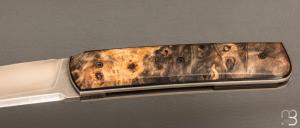    Couteau " Sanjo " custom par Guy Poggetti - Loupe de marronnier et Elmax