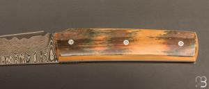    Couteau " Sanjo " custom par Guy Poggetti - Ivoire de mammouth et lame Damas