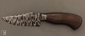  Couteau Semi intégral custom fixe de Israel Nascher  - Brazilian Rosewood et damas