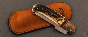  Couteau " Scagel Slipjoint " custom par Karim Valentin - Les couteaux D'Hure - Bois de cerf et N690Co