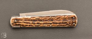   Couteau " Style Pradel " par Eric Albert - Bois de cerf et lame D2