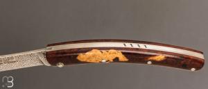    Couteau  de poche le Thiers 11 CM par Cognet - Bois de fer et lame damas
