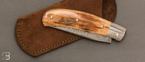    Couteau " Tocard " custom de Jérôme Bellon - Ivoire de mammouth et lame damas