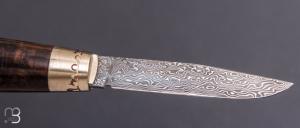Couteau Tonneau par Jean Michel REMAUD - Ronce de noyer et lame damas