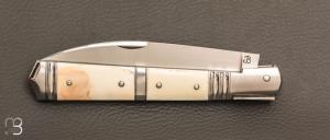    Couteau " Vendetta " custom de Jérôme Bellon - Ivoire de phacochère et RWL34