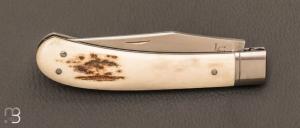 Couteau  "  Yatagan " de Laurent Gaillard - Bois de cerf et lame en 14C28N