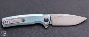 Couteau  " ZT0044BLU Factory Special Series Button lock " par ZERO TOLERANCE - CPM S90V et titane