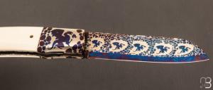     Couteau  "  custom " liner lock par Giuseppe Pala - Damas "dragon"