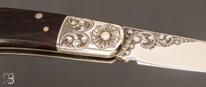  Couteau " Lock Back " de collection par Henry Frank - Ébène et argent