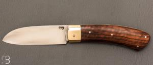 Couteau " custom " pliant par Mickal Moing - Noyer et lame en 100Cr6