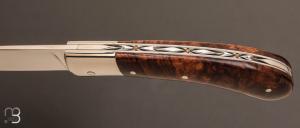 Couteau "  pièce unique  " en bois de fer et N690 fait main par Erwan Pincemin
