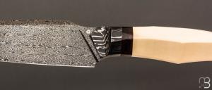    Couteau  "  custom " fixe de Berthelemy Gabriel - La Forge Agab - Ivoire de mammouth et damas 