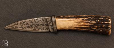 Couteau custom fixe de Hank Knickmeyer- Cerf et damas