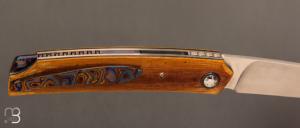    Couteau " custom " liner-lock de Stéphane Sagric - Micarta et lame en RWL-34