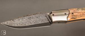  Couteau " custom " de Berthelemy Gabriel - La Forge Agab - Ivoire de mammouth et lame damas