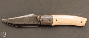  Couteau " custom " de Berthelemy Gabriel - La Forge Agab - Ivoire de mammouth et lame damas
