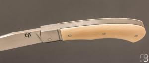  Couteau " Jack " pliant par Tanguy Coillot - Ivoire de mammouth et lame en RWL34