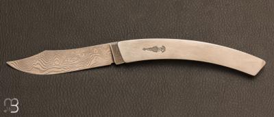 Couteau de poche le Thiers manche inox et lame damas par Cognet Douk Douk