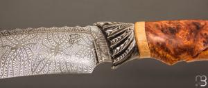    Couteau droit par Nicolas Mestrallet - Lame forgée acier damas et loupe d'amboine
