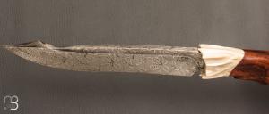    Couteau droit par Nicolas Mestrallet - Atelier du couteau de Vaunaveys - Lame forgée acier damas mosaïque et loupe de bois de fer