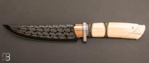 Couteau " droit custom " de Benoit Maguin - Damas de J.P Sire et Ivoire de morse