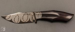    Couteau droit custom par Zane DVORAK - ZD FORGE - Damas et African blackwood