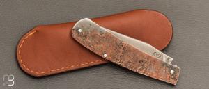   Couteau à cran forcé fer et cuivre par Mickaël Moing - Lame acier XC100