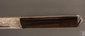  Couteau custom fixe par Roberto Ottonello - Bois de fer et lame en damas inoxydable