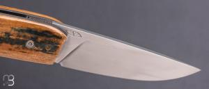    Couteau " liner-lock " custom par Christophe Arbogast - Ivoire de mammouth et lame en RWL34