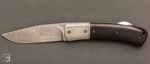    Couteau " lock-back " custom par David Breniere - ébène et damas