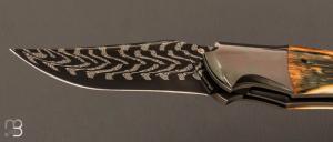 Couteau custom mammouth / zirconium et damas de Berthelemy Gabriel - La Forge Agab