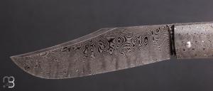  Couteau " trappeur " custom par Anthony Brochier - Mammouth et damas feuilleté