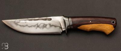 Couteau droit bois de fer et acier C105 par Grégory Picard