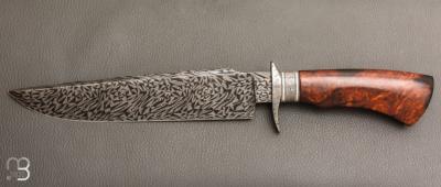    Couteau droit de collection  par Anthony Brochier - Bois de fer d'Arizona et damas mosaïque
