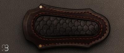 Etui cuir insert tilapia pour couteau pliant  fait main par Jeremy Guillaume - 8ballkustomleatherwork