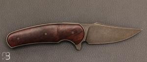 Couteau   "   Flipper custom  " pliant par David Lespect - Bois de fer et lame RWL-34