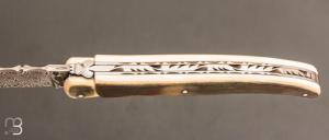Laguiole 11 cm Fontenille Pataud - Lame damas - Ivoire de mammouth